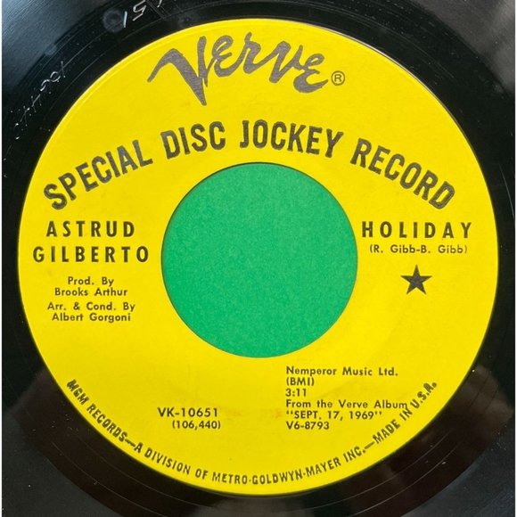 Astrud Gilberto Holiday / Let's Have the Morning After 45 Jazz Promo 1969 Verve - Picture 1 of 6
